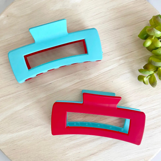 Teal/Red Claw Clip