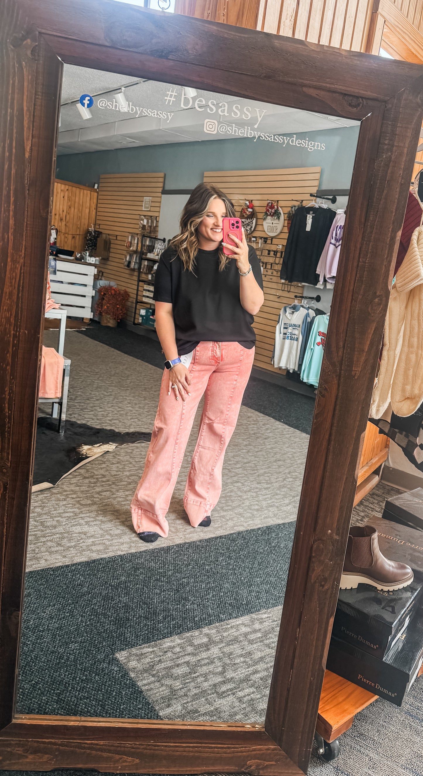 Mid Rise Wide Leg Coral Trouser | Risen