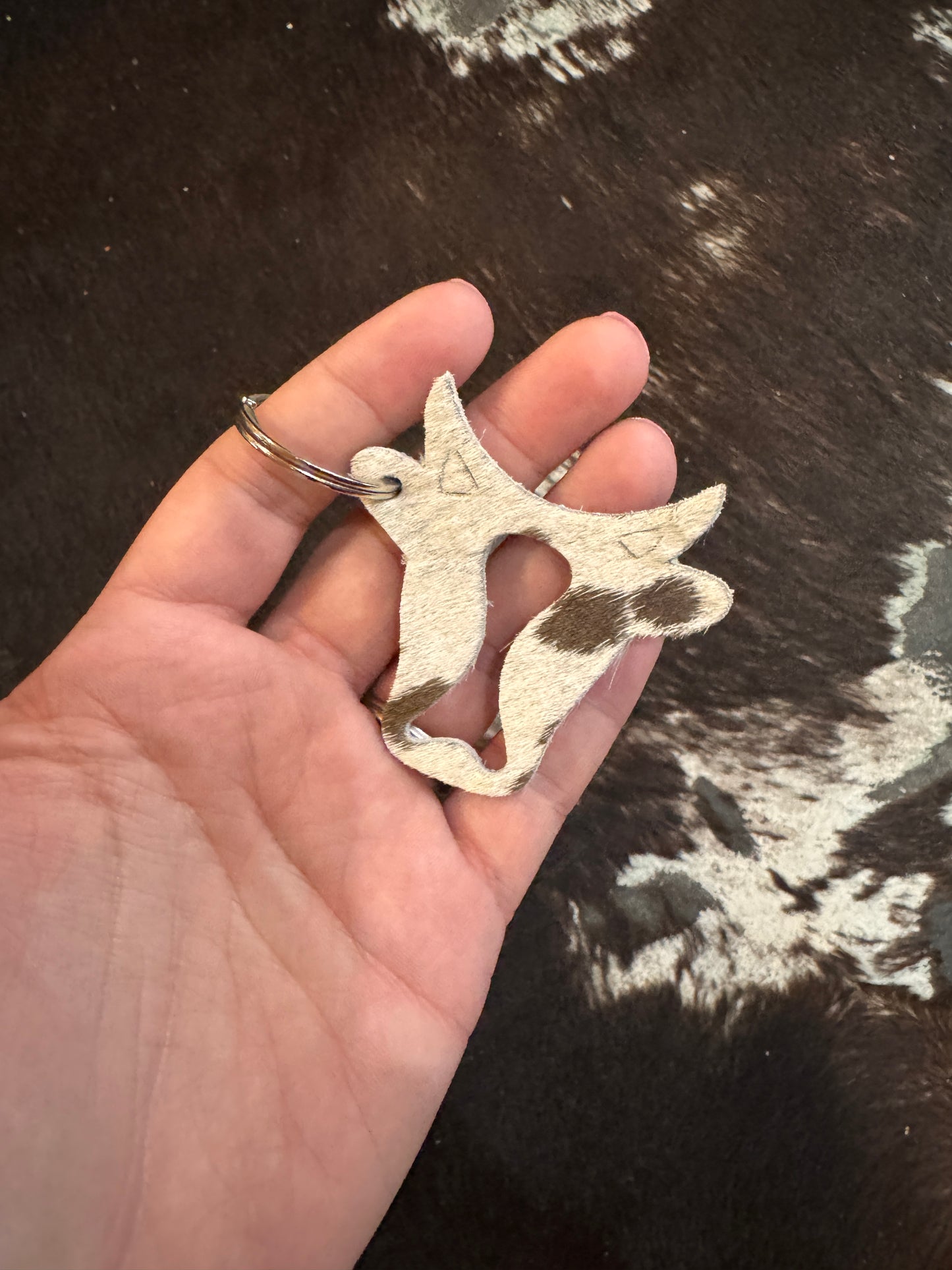 Steer Head Cowhide Keychain