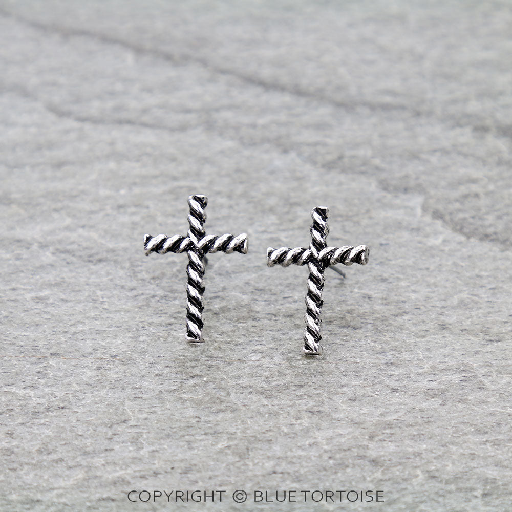 Western Rope TXR Cross Stud Earrings