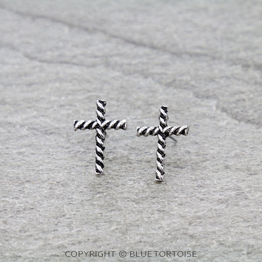 Western Rope TXR Cross Stud Earrings