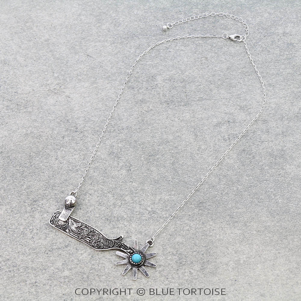 Cowboy Boot Spur Pendant Necklace