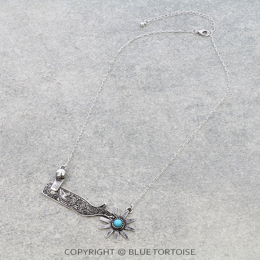 Cowboy Boot Spur Pendant Necklace
