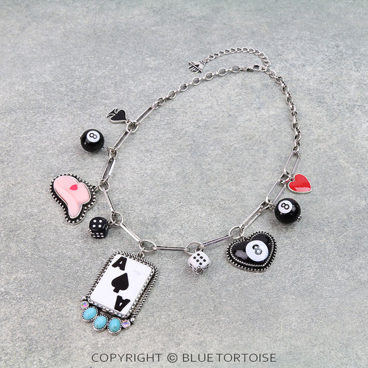 Western Casino Theme Charm Necklace