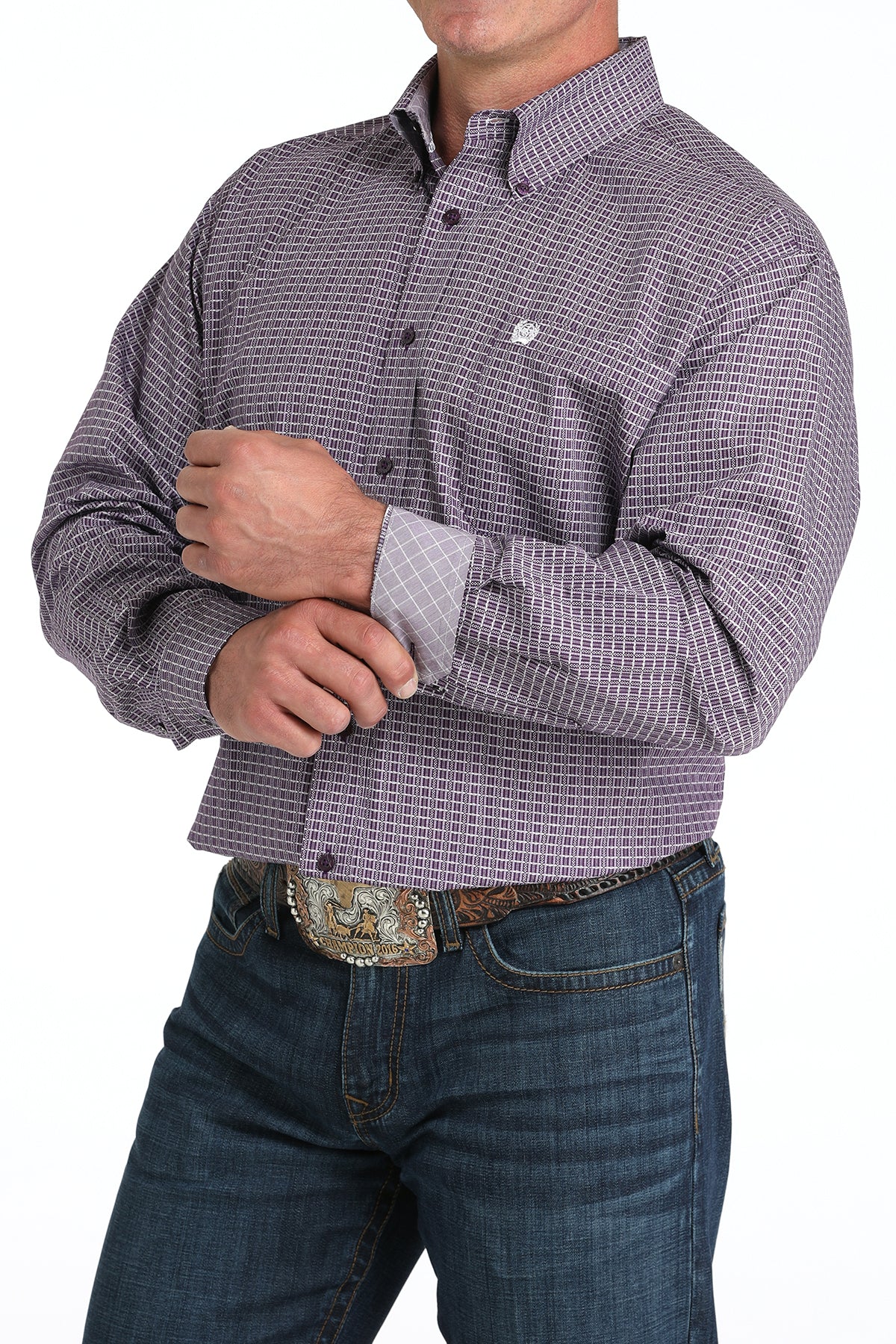 Cinch Men's Purple Print Long Sleeve