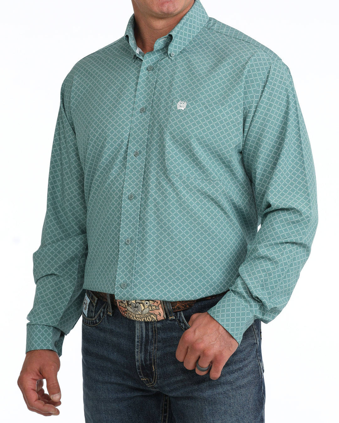 Men's Cinch Arenaflex Turquoise Long Sleeve