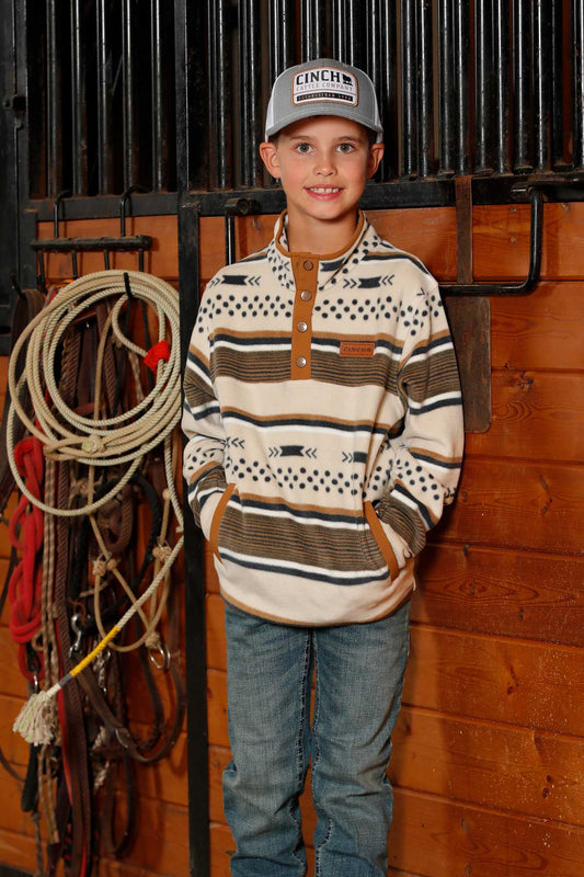 Boys Cream Aztec Pullover | Match Dad