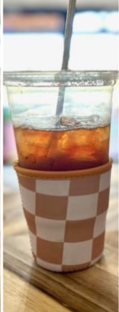 Iced Coffee Coolie - Tan Check