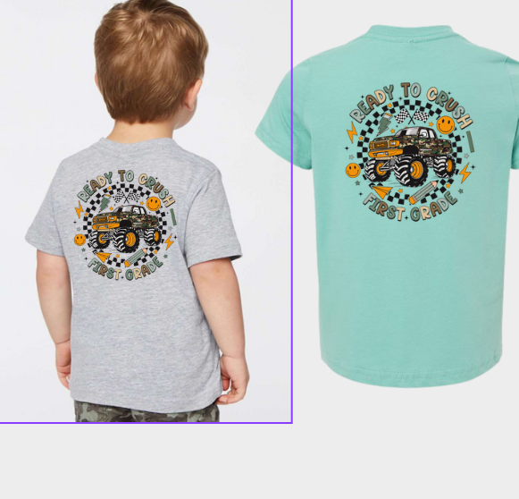 Monster Truck Back to SChool | 2t- yt large | PreK-5th