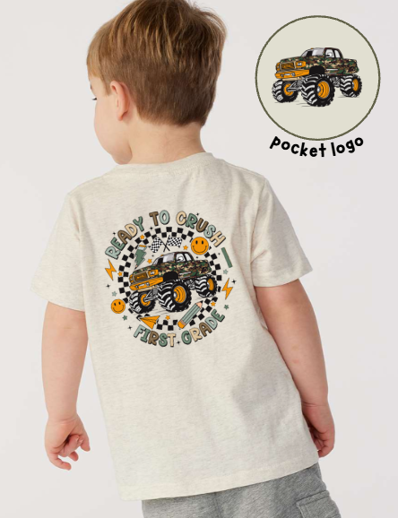 Monster Truck Back to SChool | 2t- yt large | PreK-5th