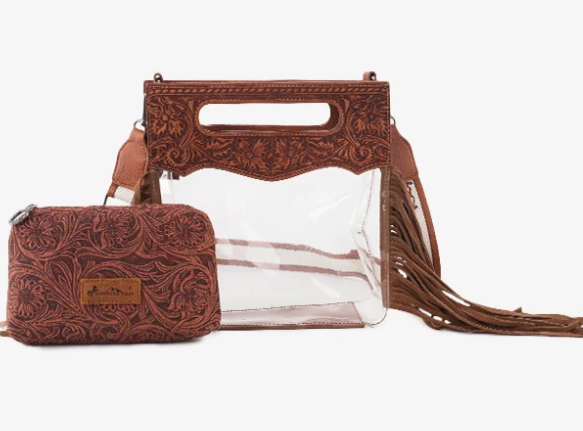 Montana West Top Handle Clear Fringe Crossbody Set | 2 colors