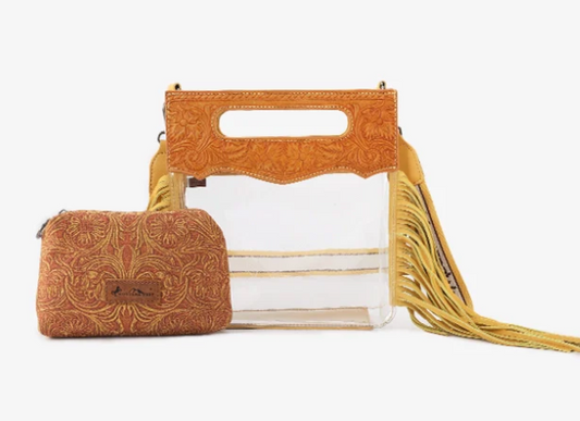 Montana West Top Handle Clear Fringe Crossbody Set | 2 colors
