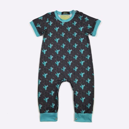 Midnight Cactus Boy Romper