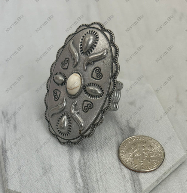 Silver metal with Oval Stone (2 Colors)