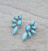 Half Concho Stone Stud Earrings