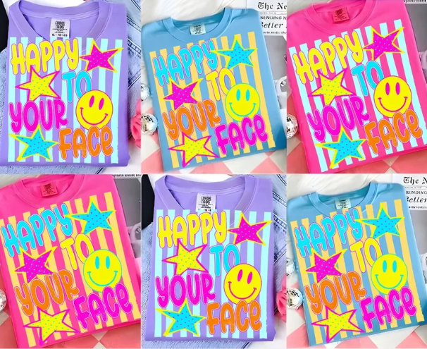 Neon Happy To See Your Face |  Small- 3xl