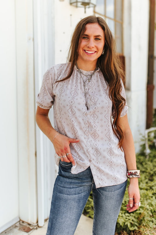 Aztec Short Sleeve Button Down