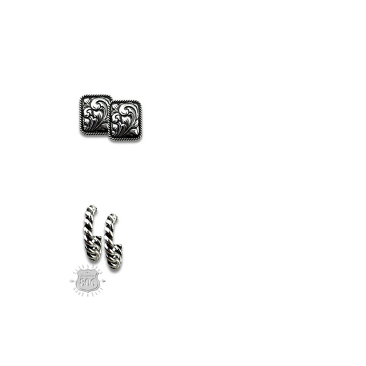 Tooled Hoop & Stud Set