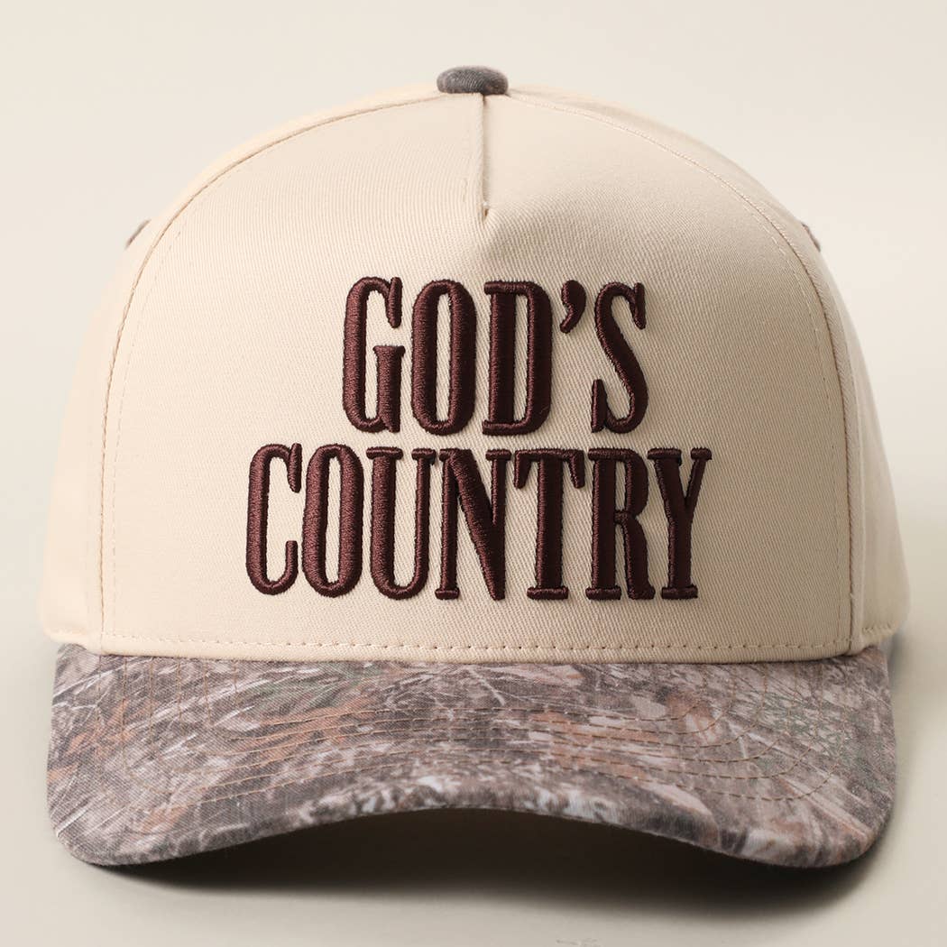 GOD'S COUNTRY 3D Embroidered Camo Two-Tone Trucker Hat