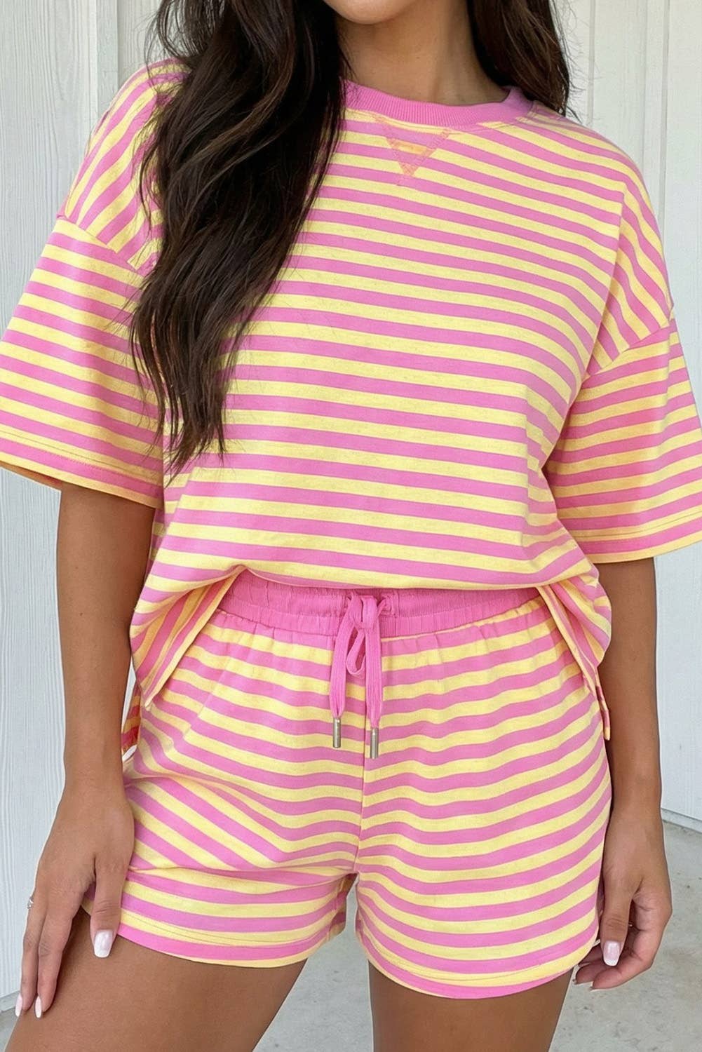 Stripe Contrast Boxy Short Set | Small-3x