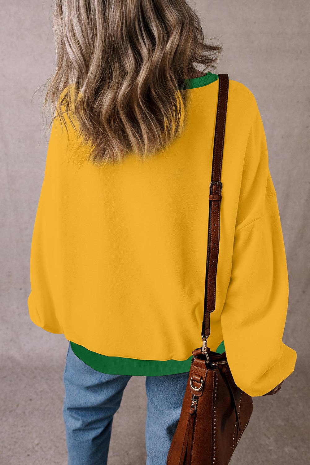 Colorblock Ribbed Trim Oversized Sweatshirt