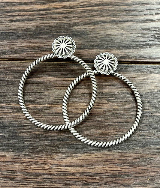 Concho Hoop Stud Earrings
