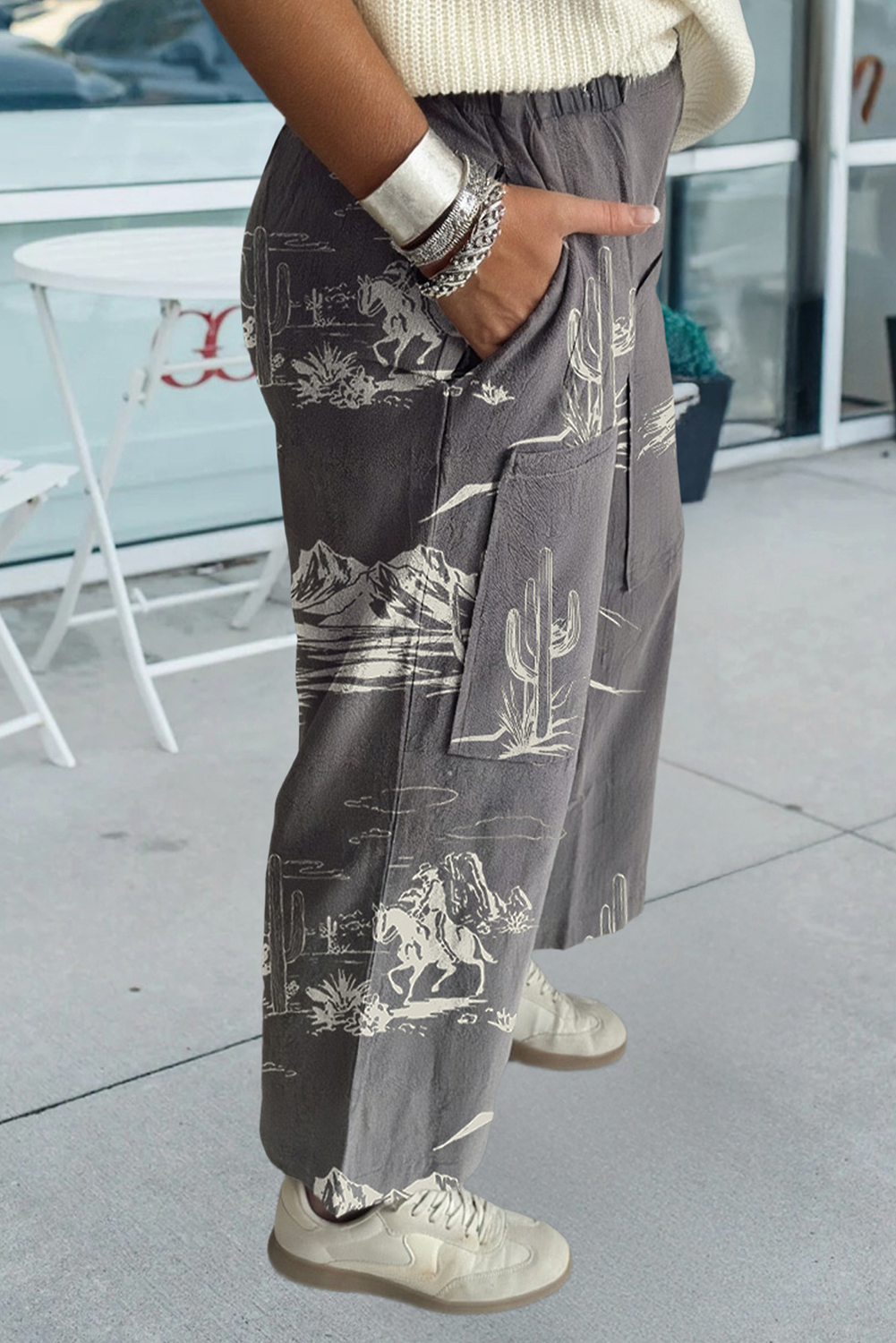 66 Western Wild West Riding Vintage Printed Shift Jeans