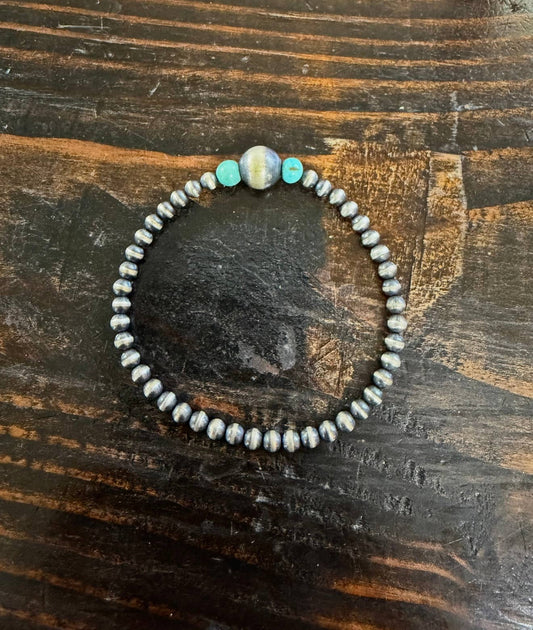 #225 10mm Sterling Silver with turquoise Beads 