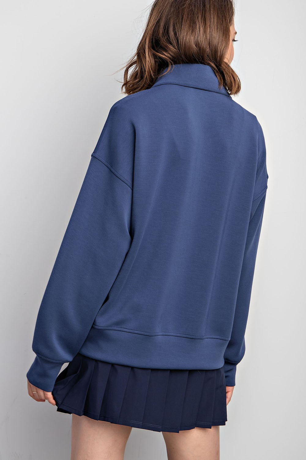 Quarter Zip Mock Neck Pullover | Smoky Navy