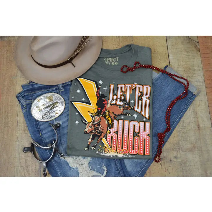 Let 'er Buck Bull Riding Tee