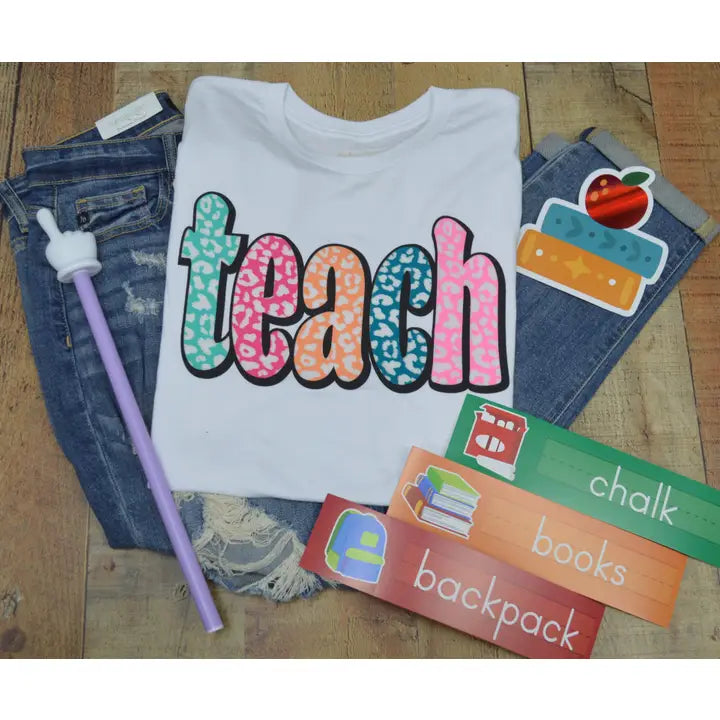 Teach Animal Print - Teacher Tee
