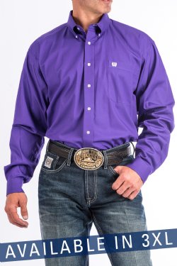 Men's Solid Purple Button-Down Western Shirt