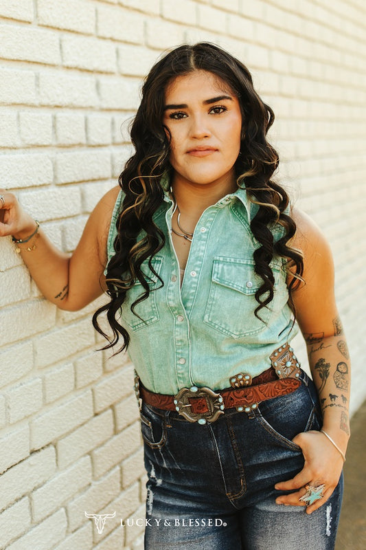 Jade Pearl Snap Vest